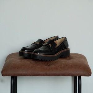 Sam Edelman Black Loafers with Gold Accents